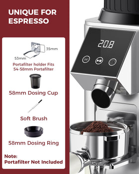 Tuni G1 detachable dosing container supports flexible grinding workflows.