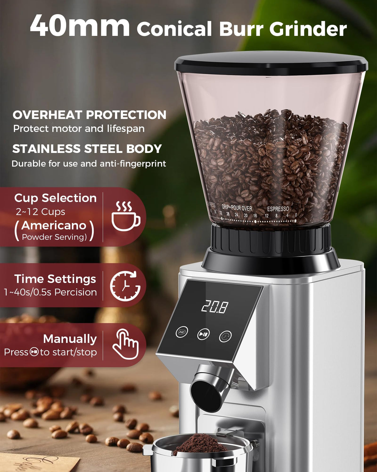 Tuni G1 48 grind settings adapt from espresso to French press.