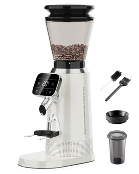 Tuni G2 grinder shows 70 settings for precise espresso grind sizes.