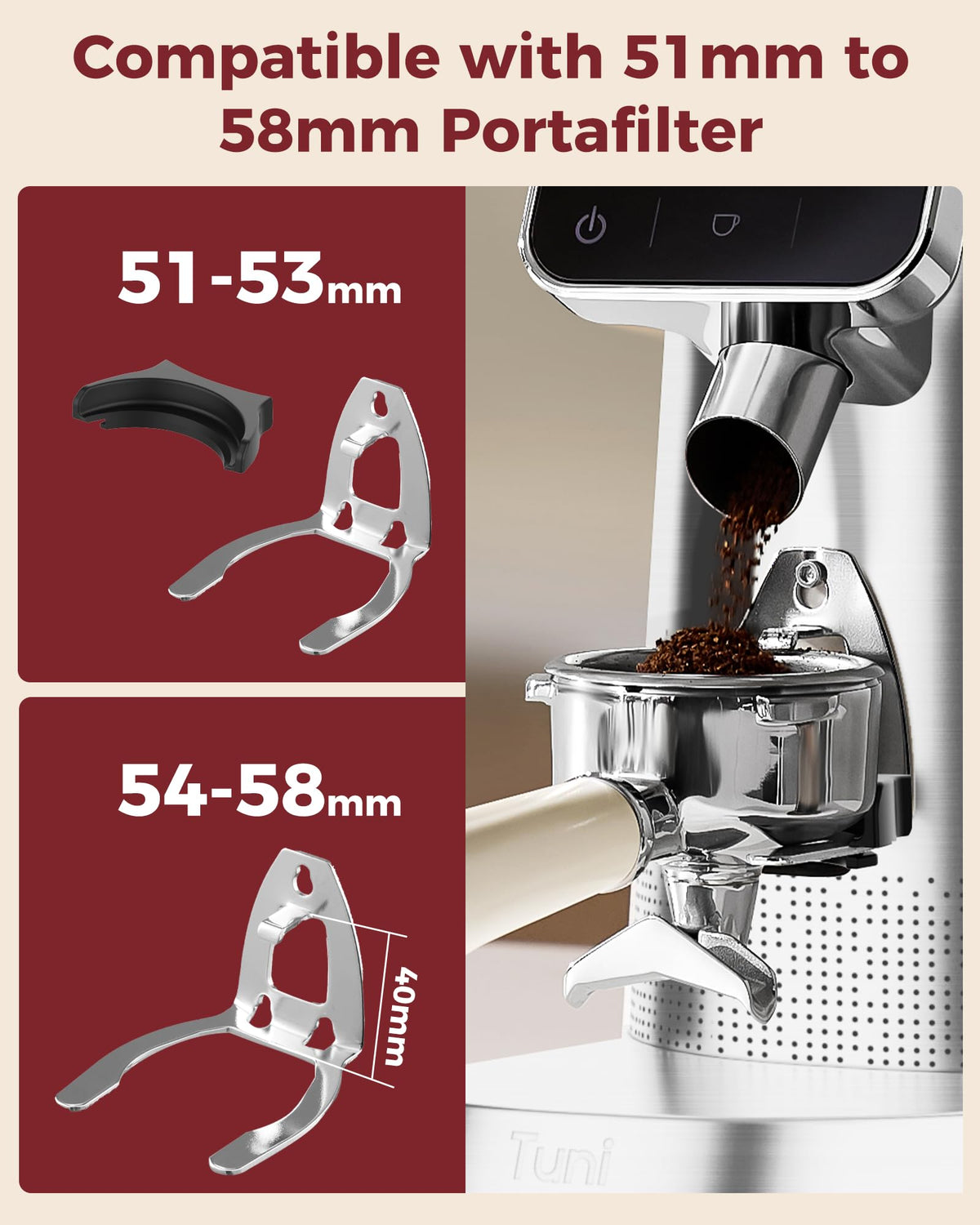 Tuni G2 compact design fits small spaces without sacrificing bean capacity.