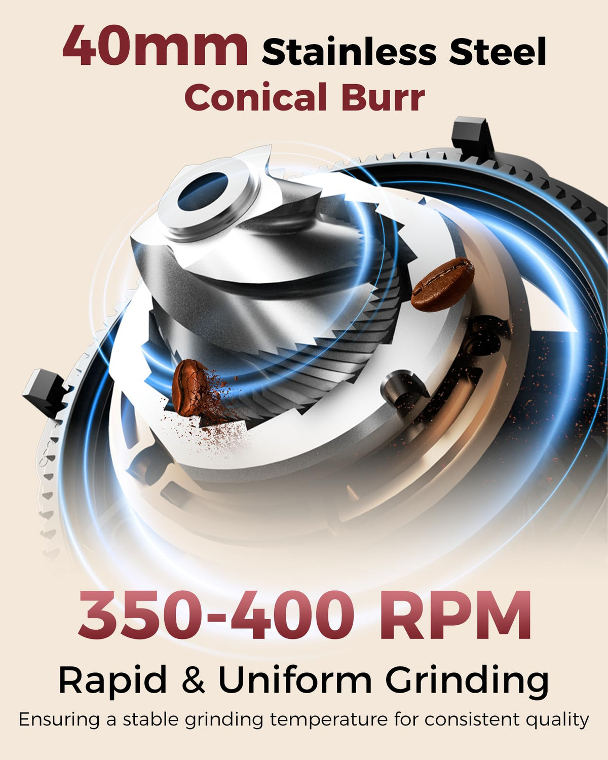 Tuni G2 LED touchscreen and timer enable precise dosing for espresso.