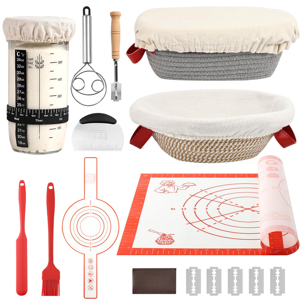 Tunyet oval bread proofing basket with liner improves airflow for crusty bread