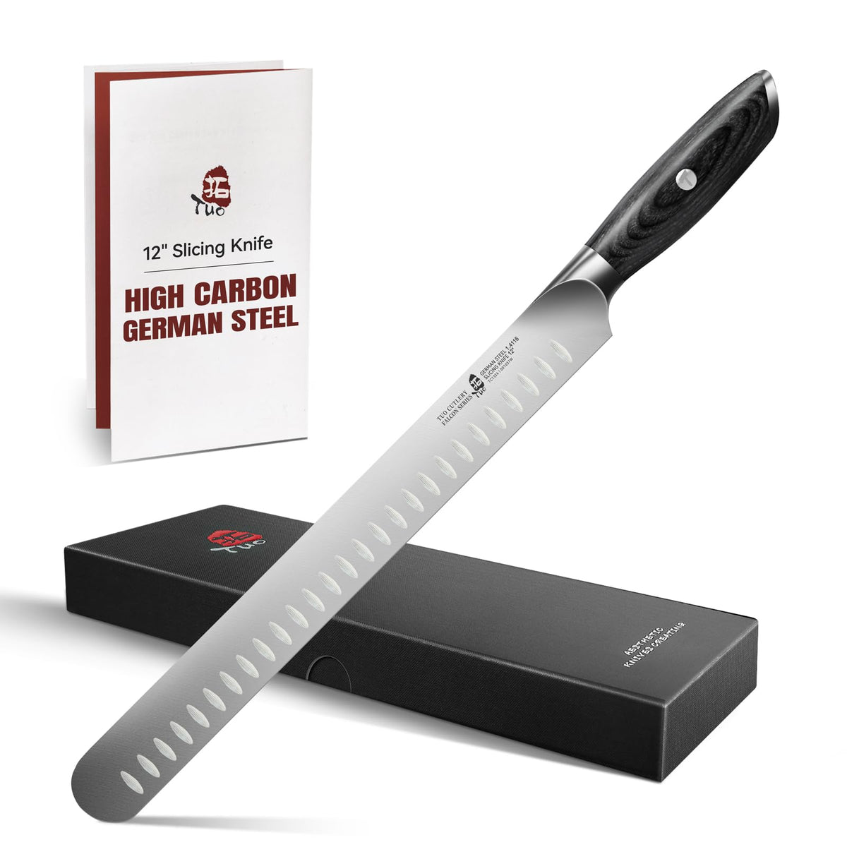 TUO Brisket Knife 12-Inch blade close-up for precision slicing.