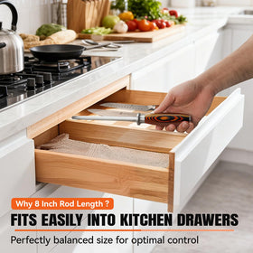 PakkaWood ergonomic handle on the TUO honing rod provides a secure grip.