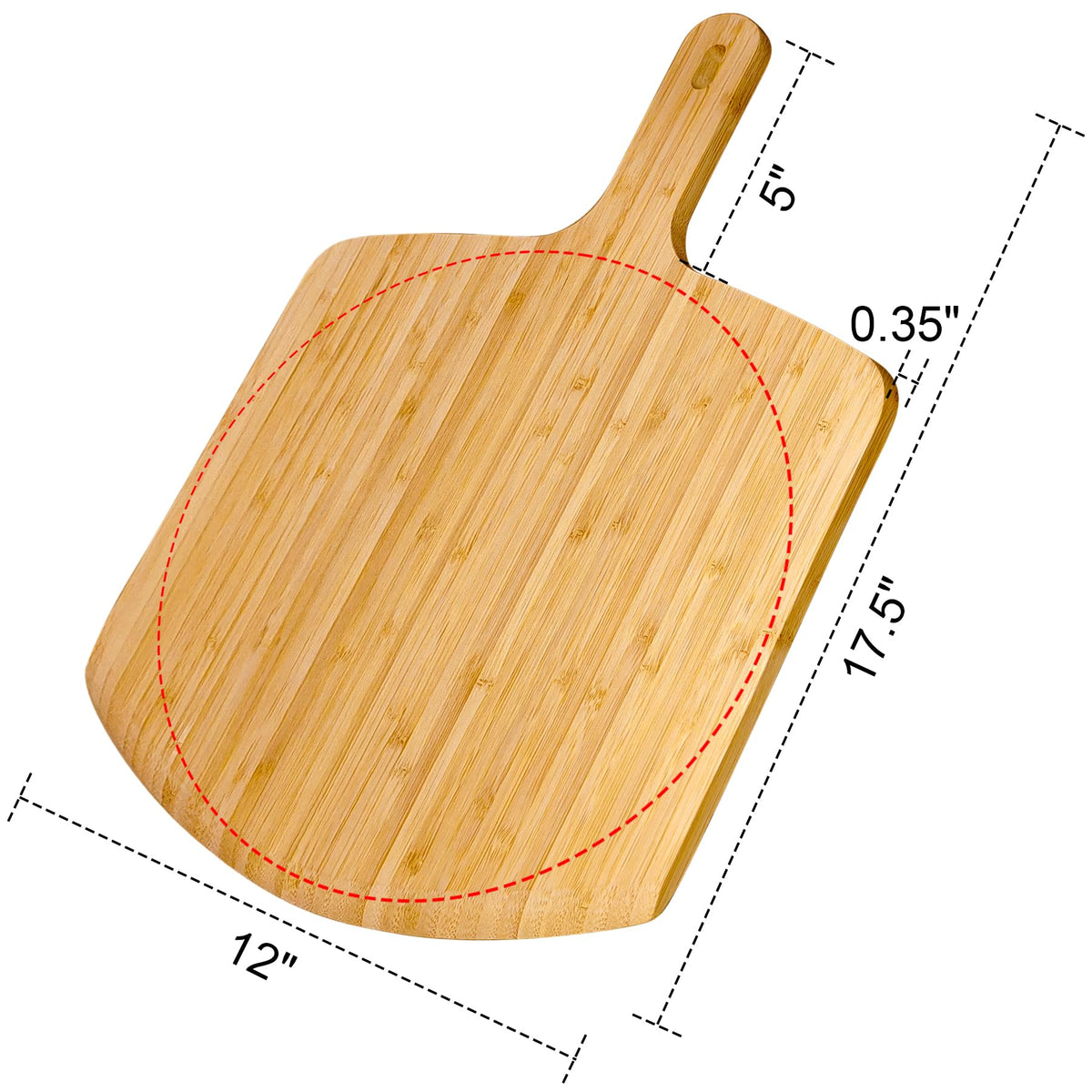 TUOCON tapered blade edge designed for easy under-pizza lift.