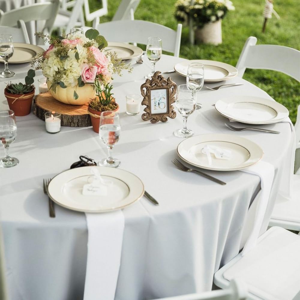 TUOTPE 10-pack white round tablecloth 120-inch outdoor picnic-ready setup