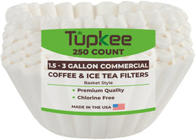 Tupkee extra-large coffee filter used with Bunn System II for high-volume brewing.