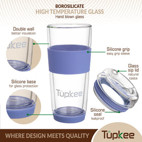 Tupkee travel mug with silicone seal for spill-free sipping on the go.