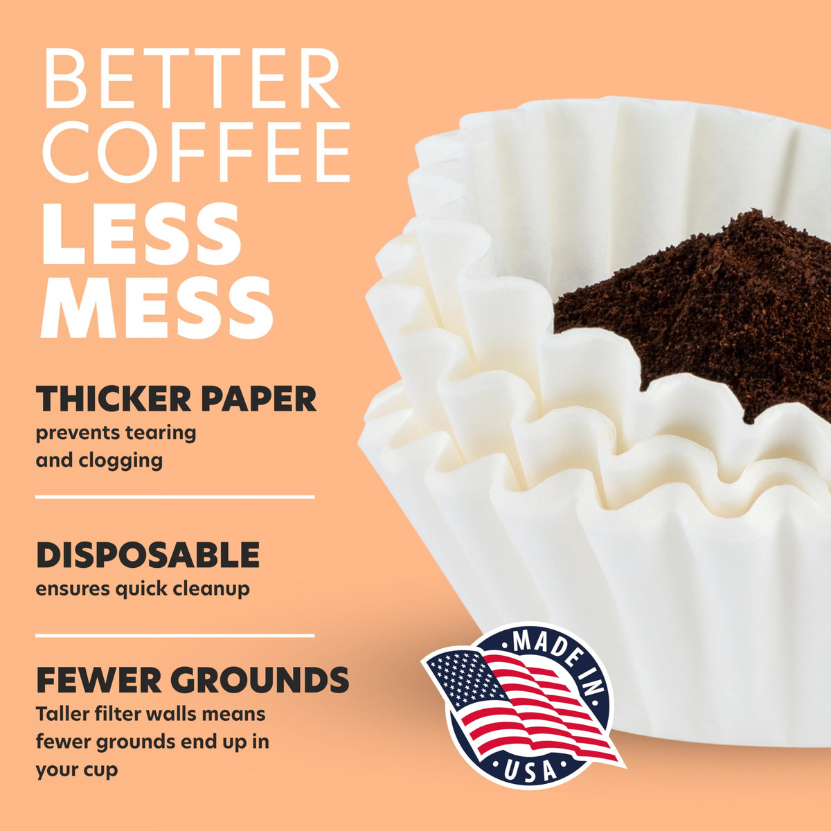 Tupkee ridged construction filter maintains shape during brewing