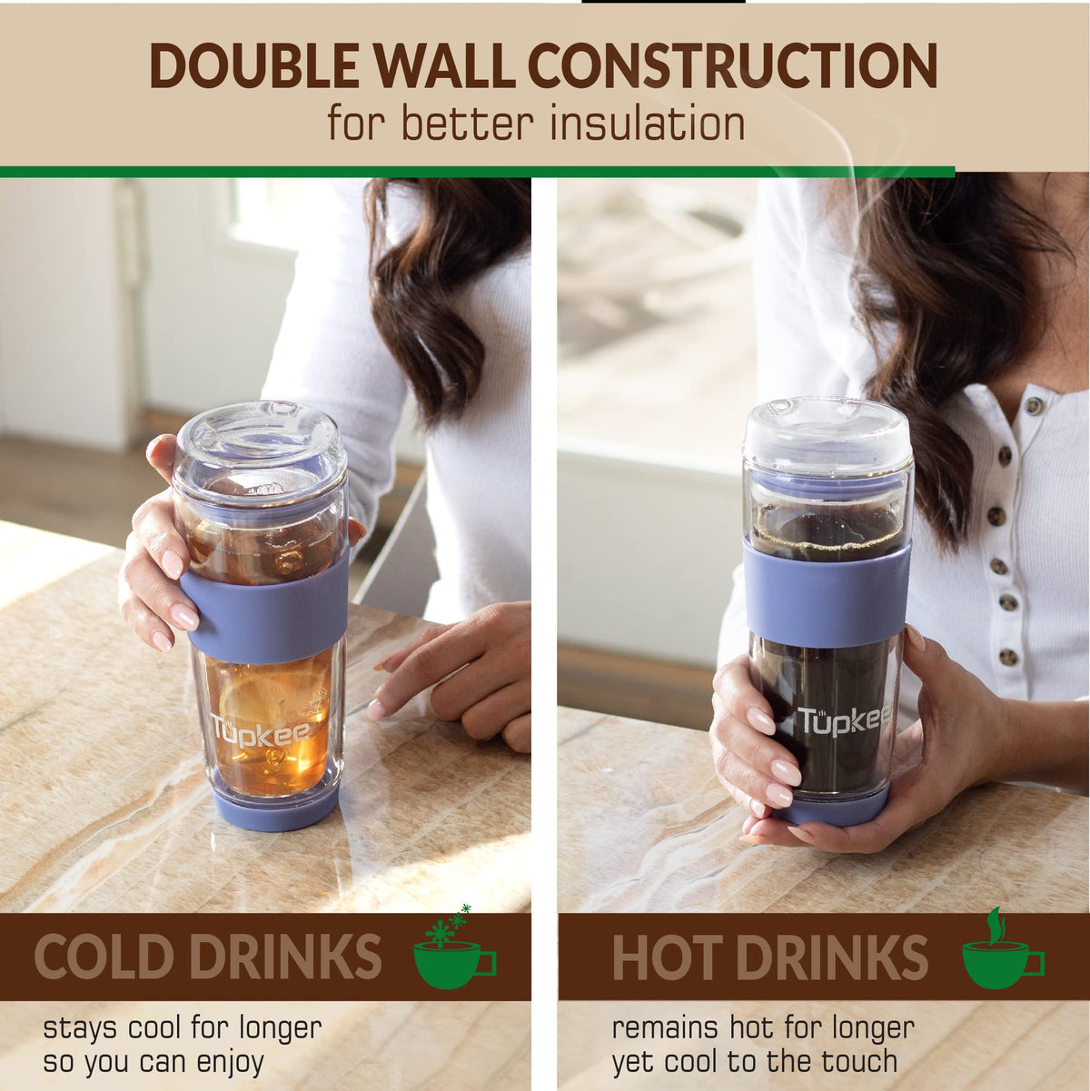 Tupkee anti-slip silicone base stabilizes the tumbler on surfaces.