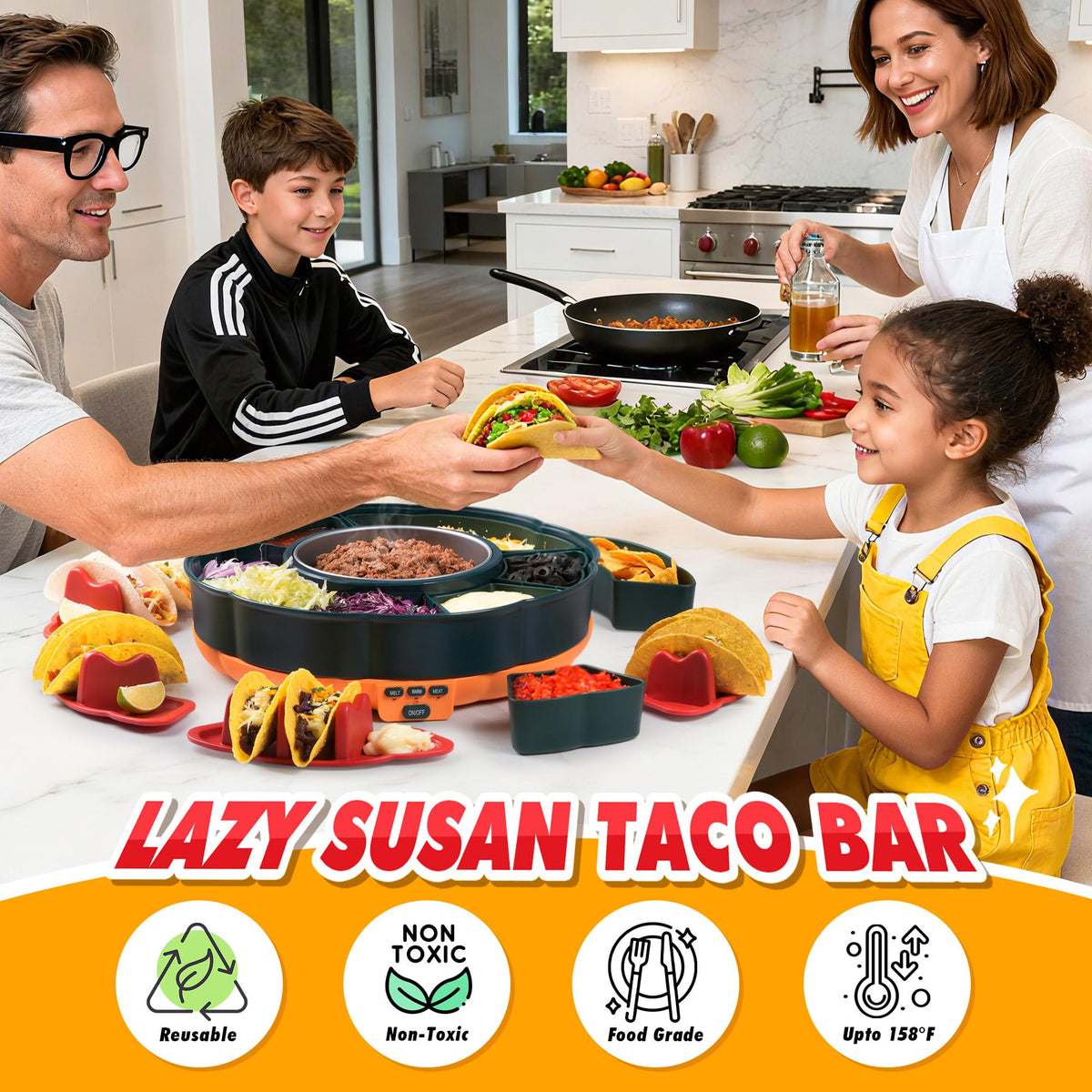Tupoyi rotating toppings compartments enable quick customization at parties