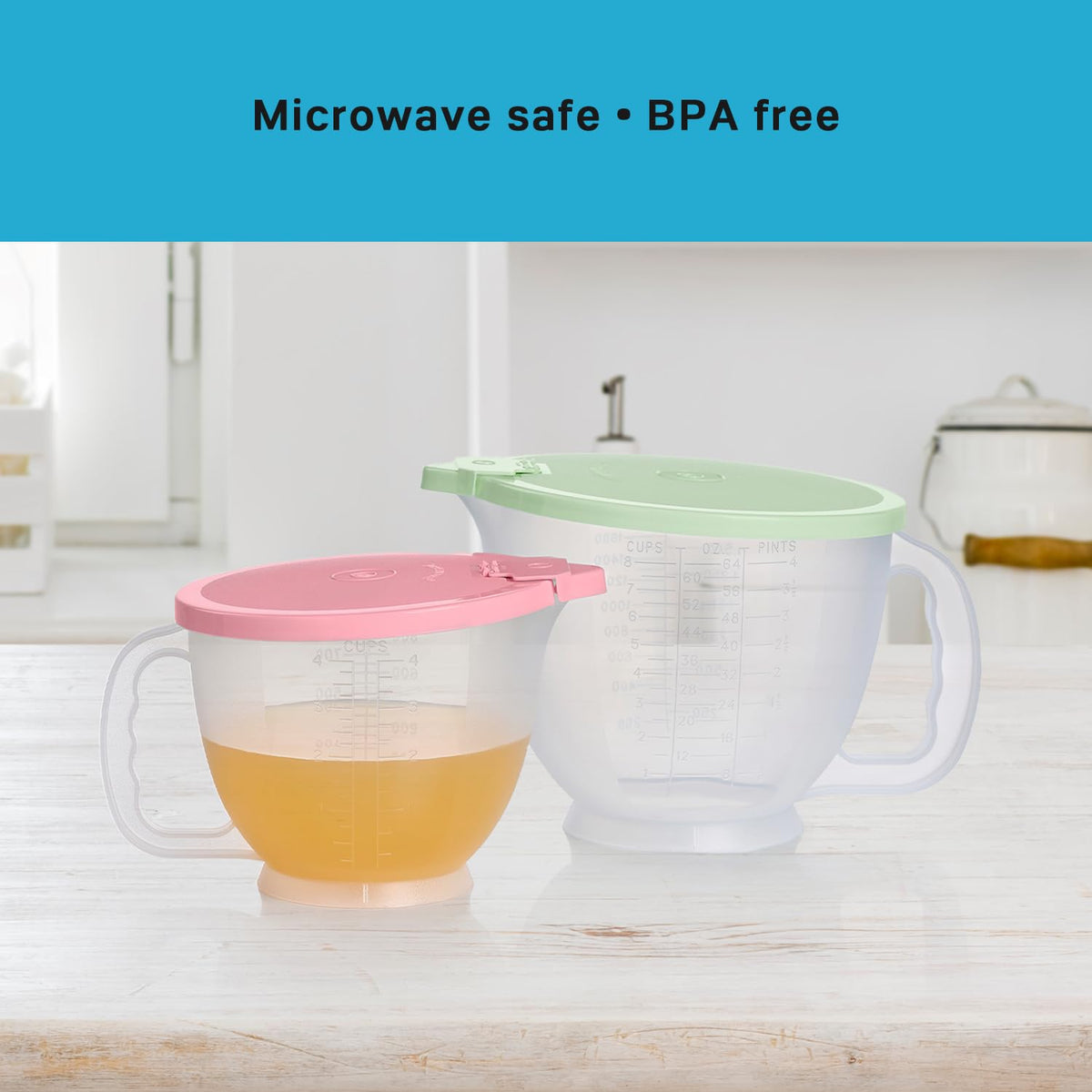 Tupperware Classic Mix-N-Store sturdy handles provide balanced grip.