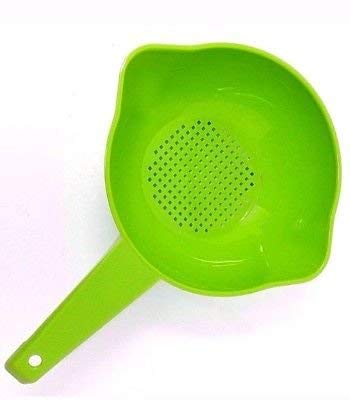 Tupperware colander with feet provides stable draining on counters.
