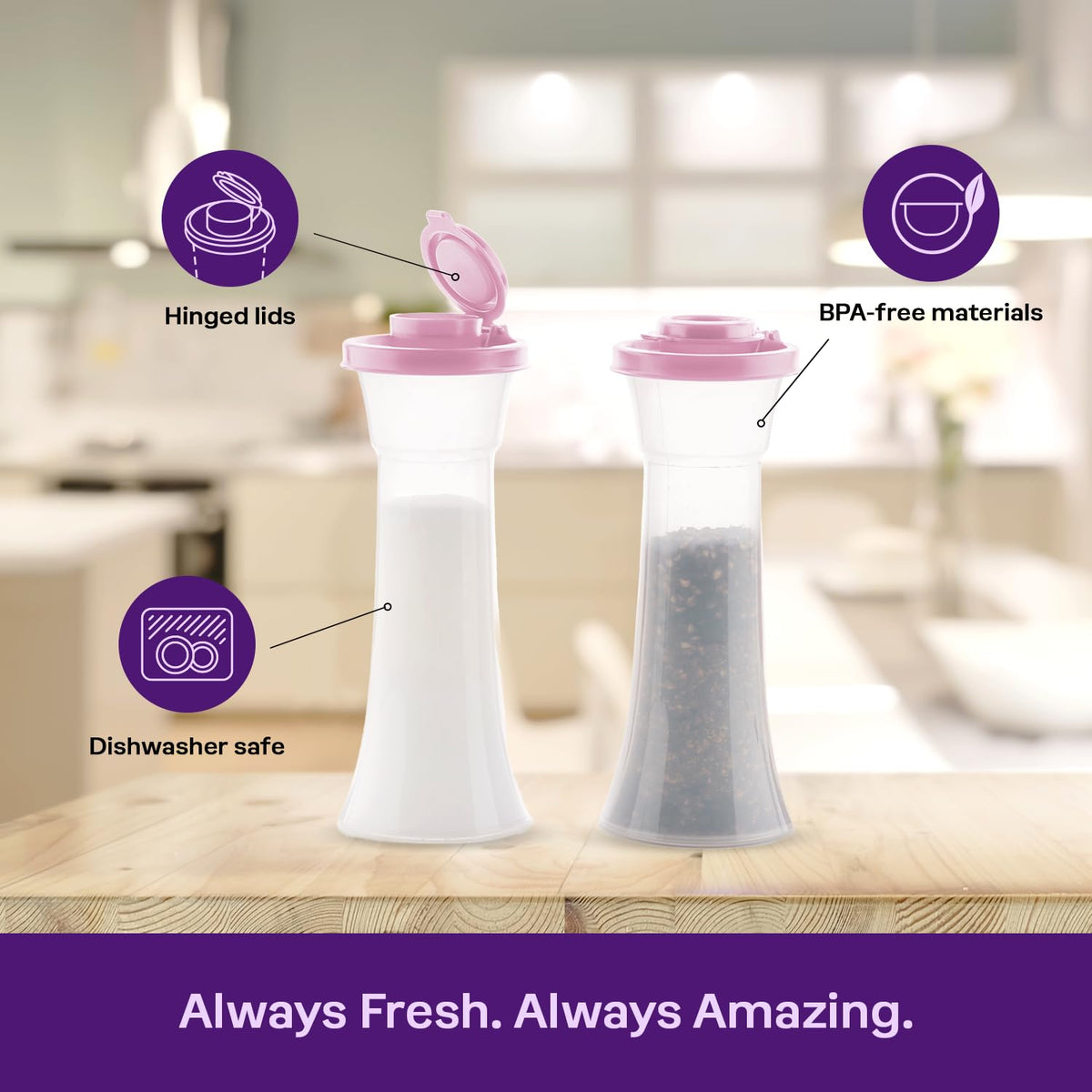 Tupperware shakers are dishwasher-safe for quick, simple cleanup.
