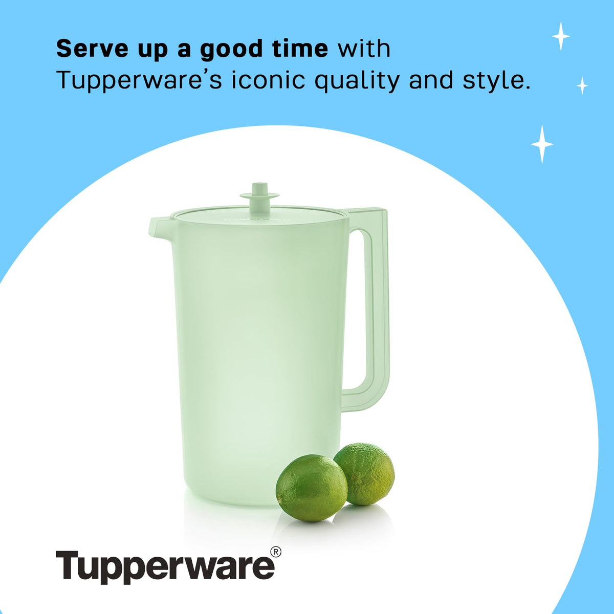 Tupperware Heritage mint pitcher dishwasher-safe material for easy cleanup.