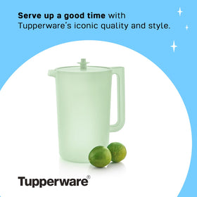 Tupperware Heritage mint pitcher dishwasher-safe material for easy cleanup.