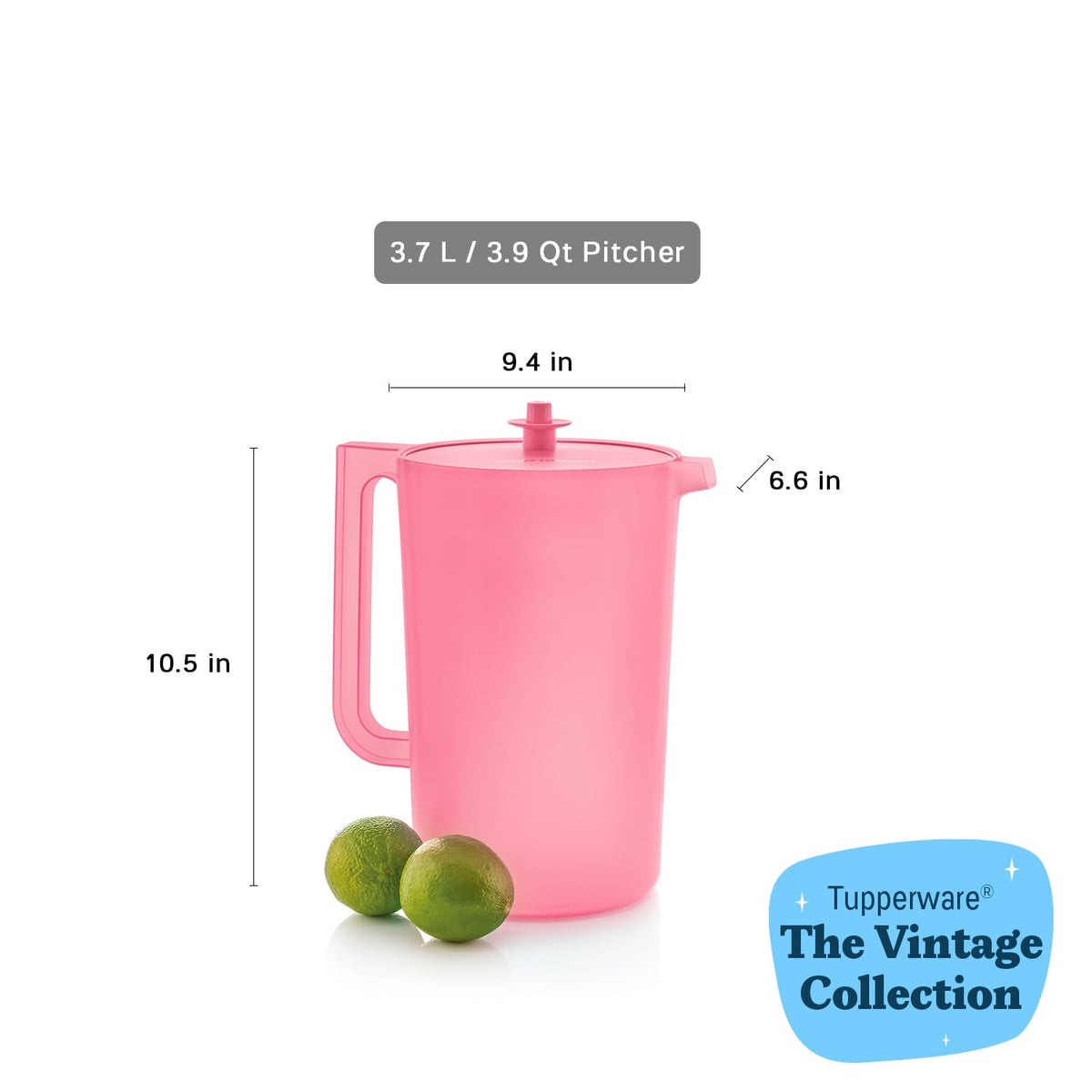 Tupperware Heritage Ice-control spout helps prevent splashes while pouring.