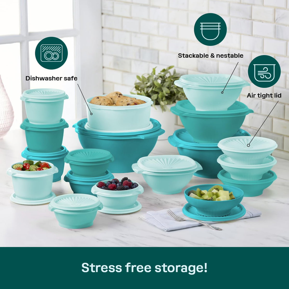 Tupperware Heritage Collection BPA-free materials for safe food storage.