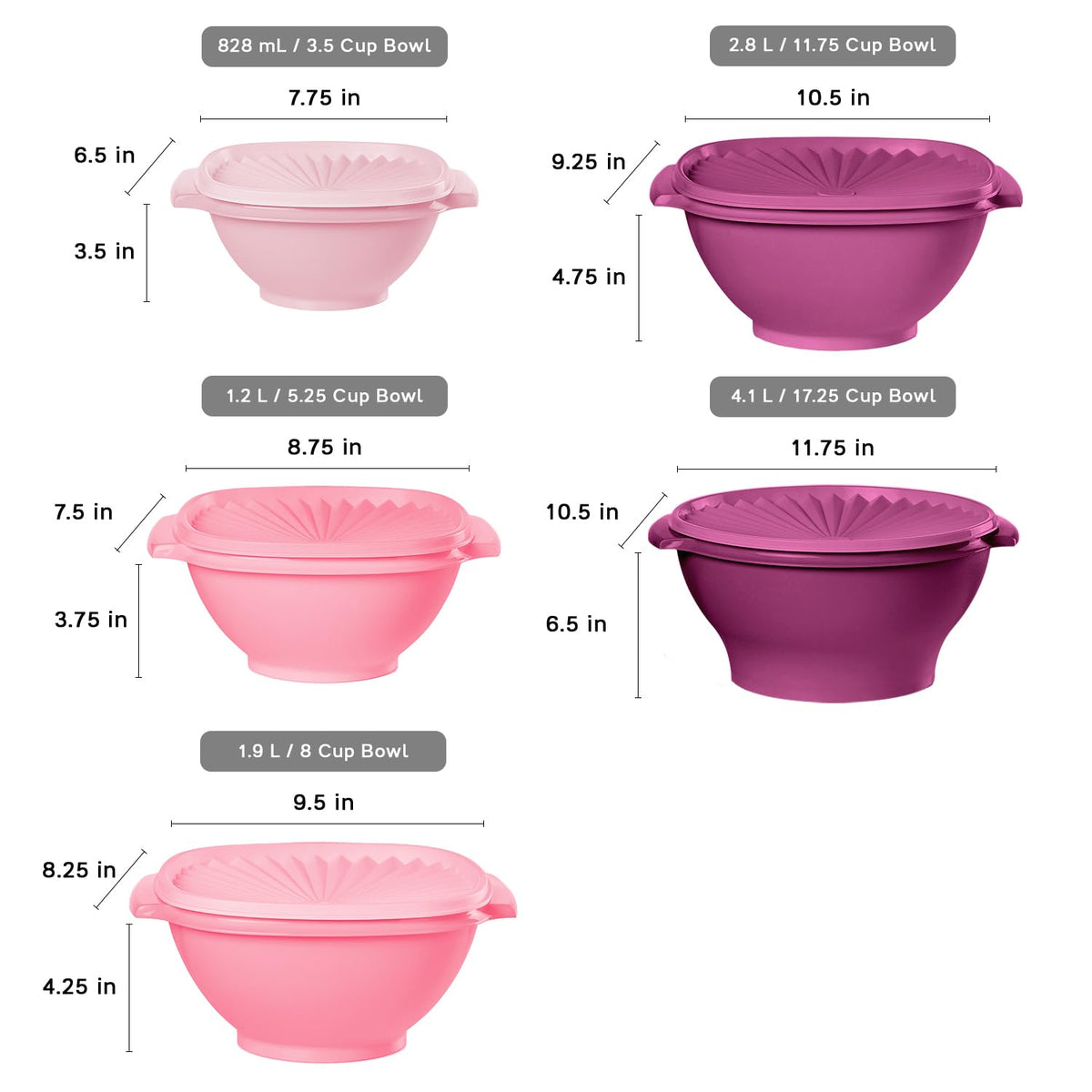 Tupperware Heritage Collection dishwasher-safe bowls ready for easy cleaning.