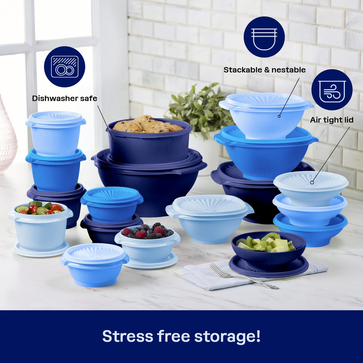 Tupperware Heritage dishwasher-safe symbol indicating easy cleaning