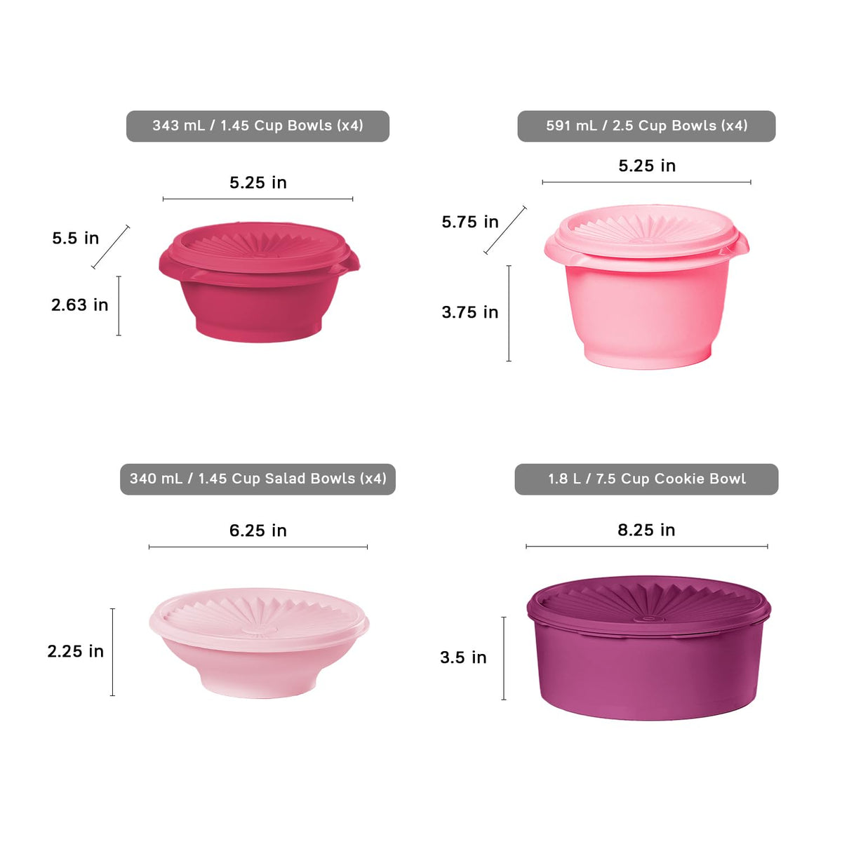 Tupperware Heritage Collection nesting design for compact storage.