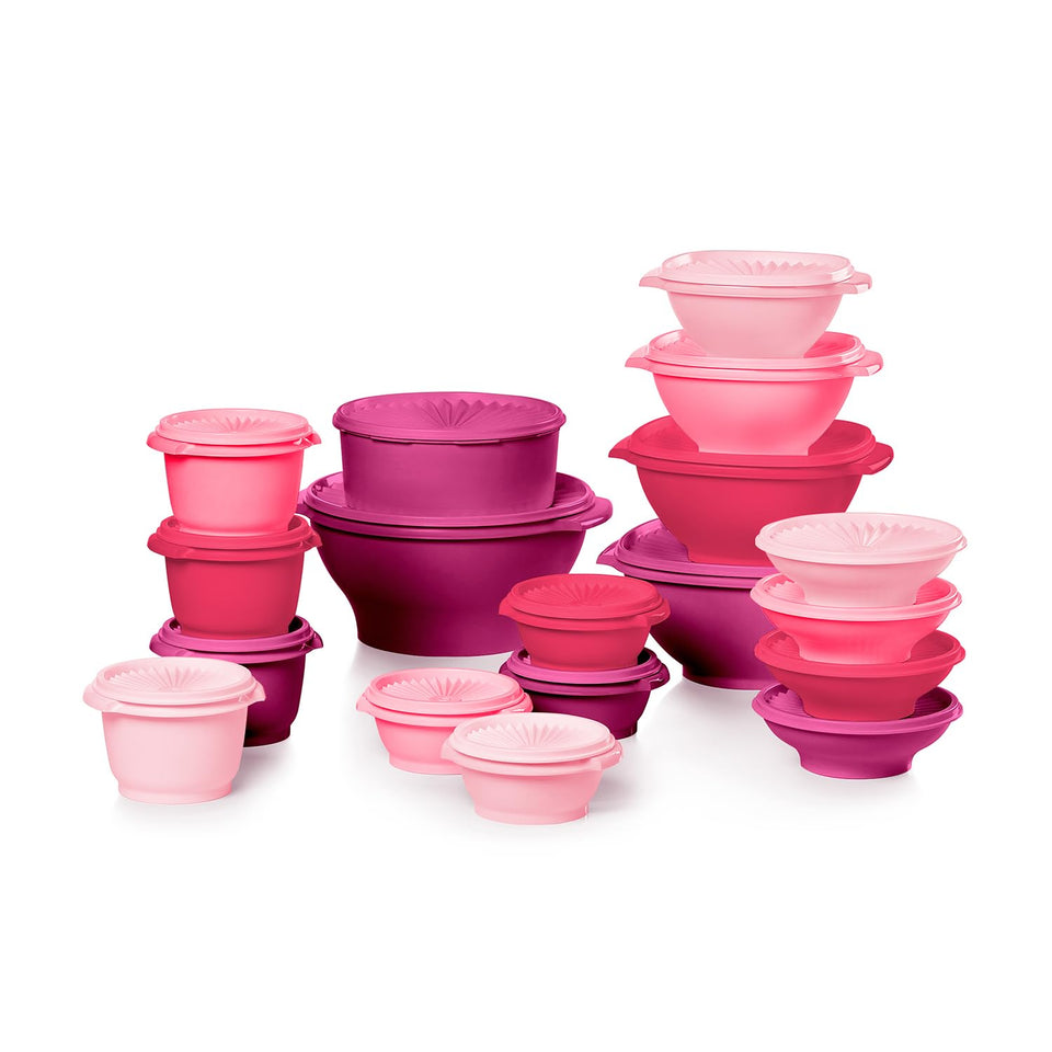 Tupperware Heritage Collection sunburst lid close-up for secure freshness.