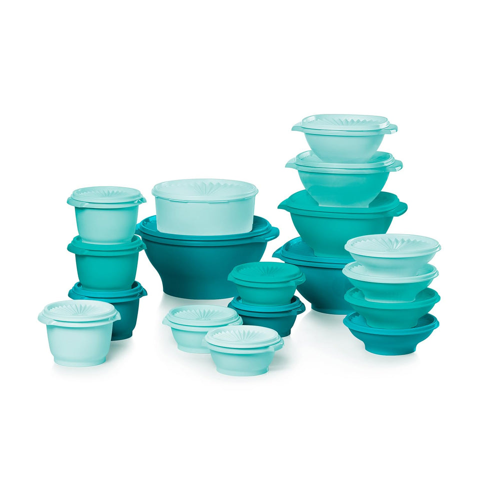 Tupperware Heritage Collection sunburst lid design for lasting freshness.