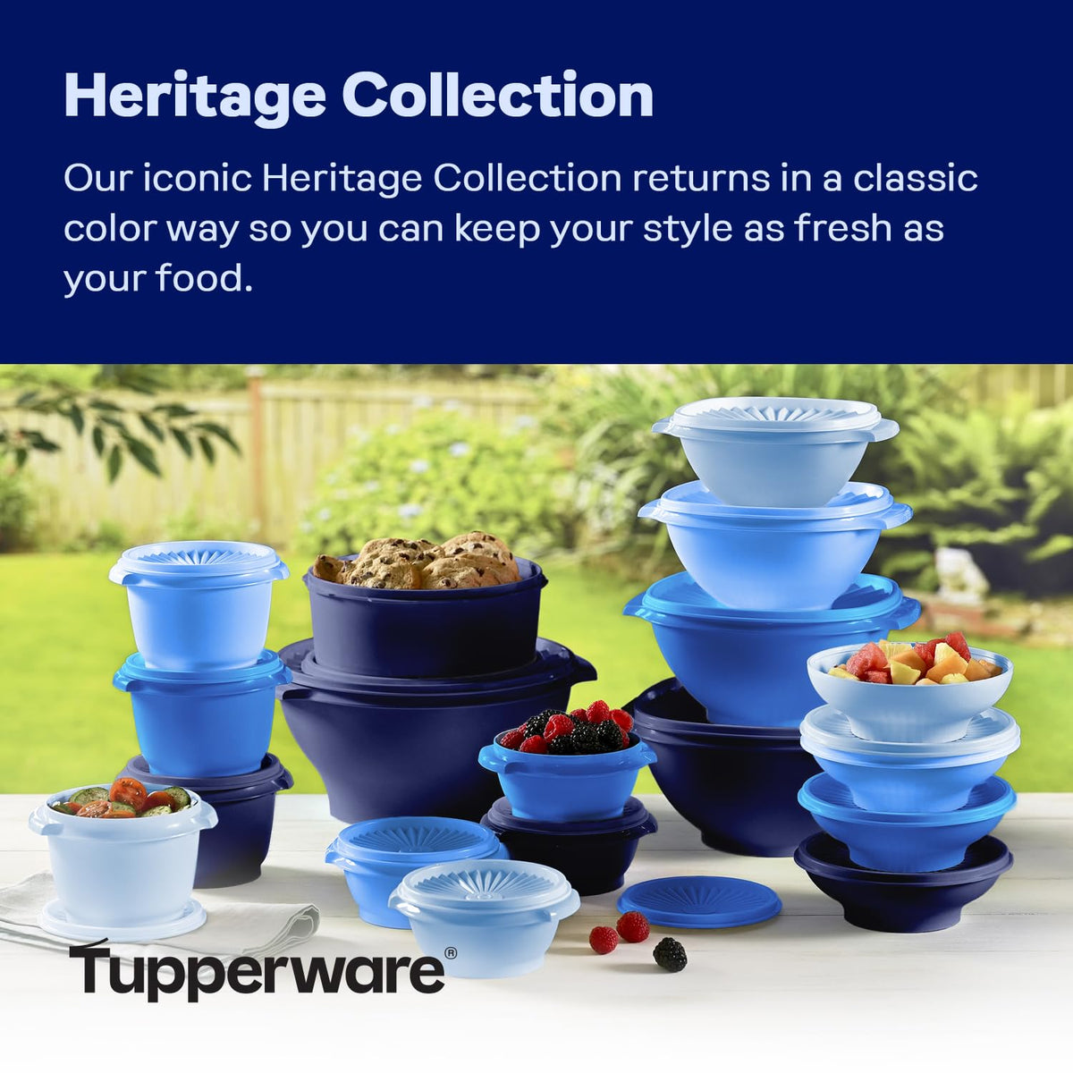 Tupperware Heritage sunburst lids close-up highlighting secure sealing