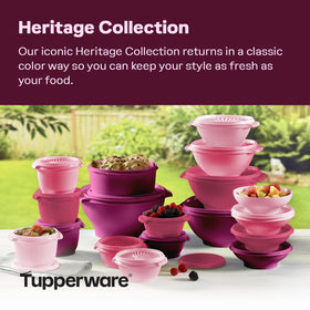 Tupperware Heritage Collection vintage pink bowls ready for meal prep.