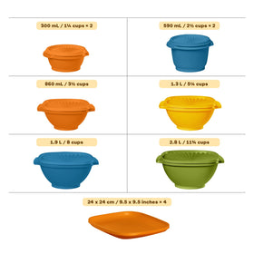 Tupperware Heritage plates in retro palette, perfect for meals and entertaining.