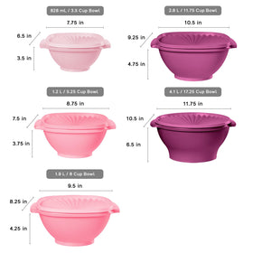 Tupperware Heritage nesting bowls stack neatly for space-saving fridge organization.