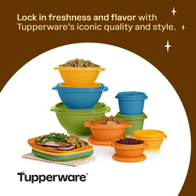 Tupperware Heritage Retro color apricot enhances bright table settings.
