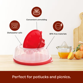 Tupperware Jel Ring decorative ridges help slice evenly.