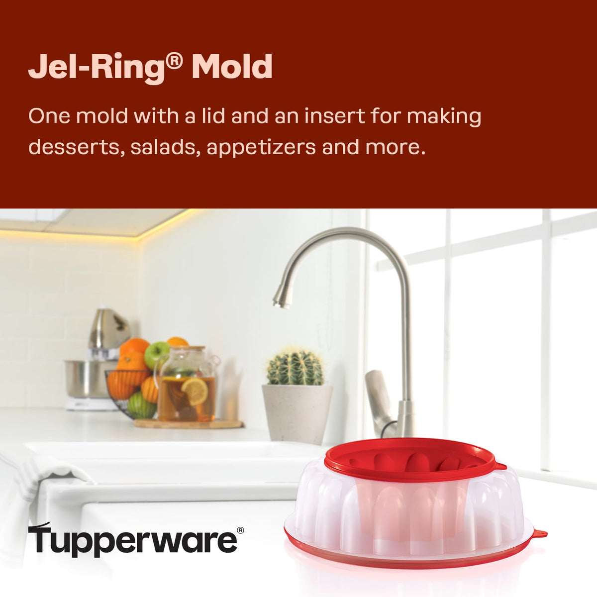 Tupperware Jel Ring with tight lid preserves freshness in the fridge.