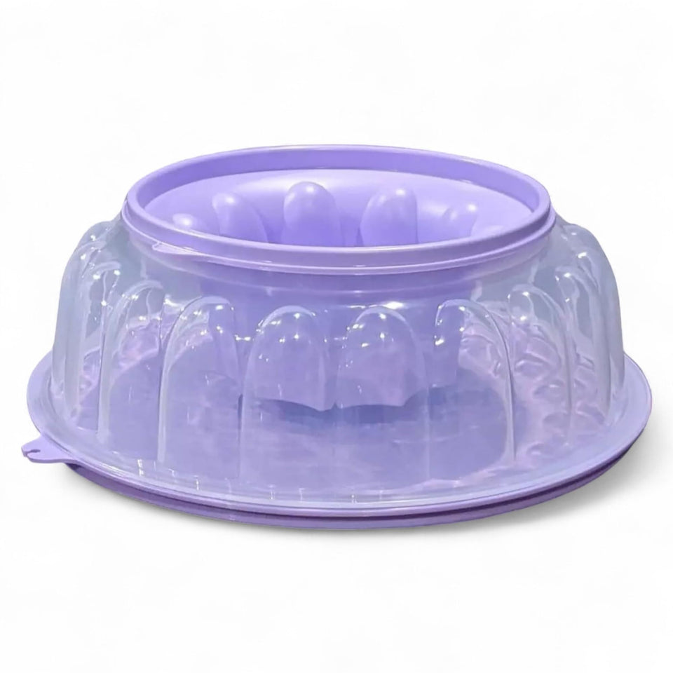 Tupperware Jel Ring Mold in lilac with 6-cup capacity and airtight seal