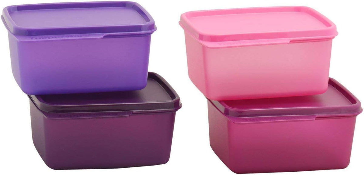 Tupperware Keep Tab 500ml rectangle set of four with breathing seals for fresher leftovers.