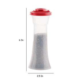 Tupperware large hourglass pepper shaker with red seals, easy seasoning