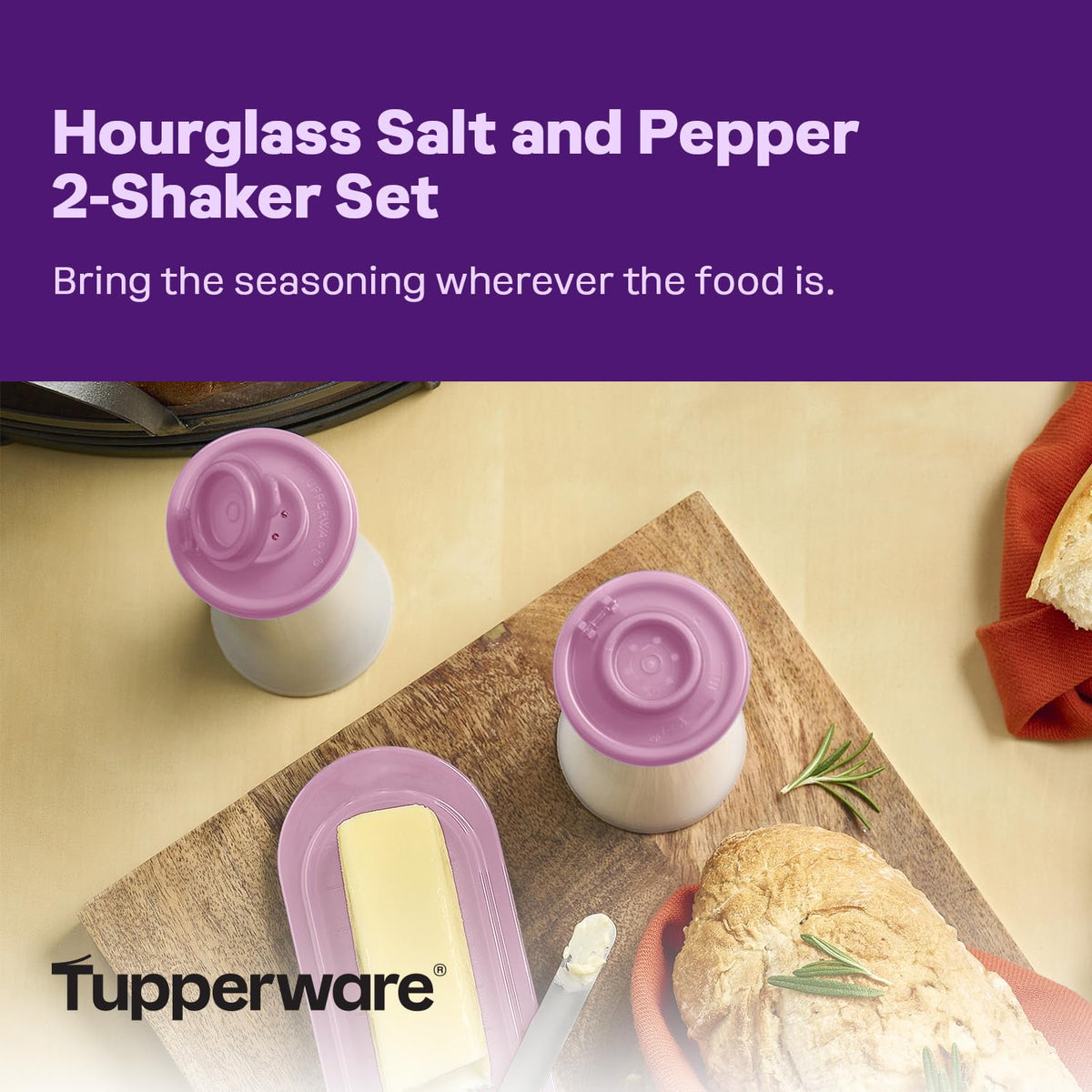 Tupperware shaker set with liquid-tight lids secures spices while cooking.