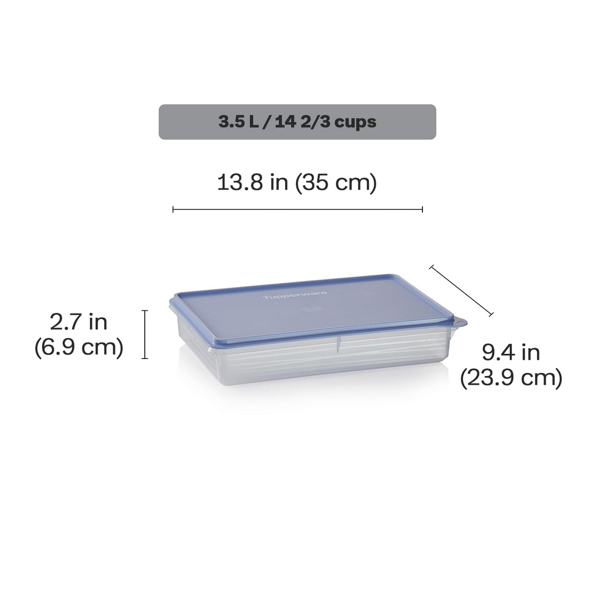 Rectangular Tupperware Snack-Store container stacks neatly to save pantry space