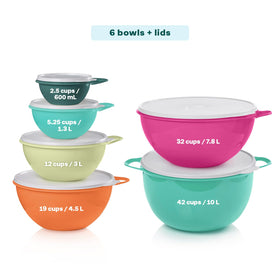 Tupperware Thatsa Bowl Fauna ergonomic handle offers comfortable secure grip during prep