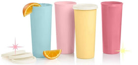 Tupperware 16 oz straight-side tumbler in blue for everyday hydration.