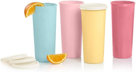 Tupperware 16 oz rose straight-side tumbler for on-the-go drinks.