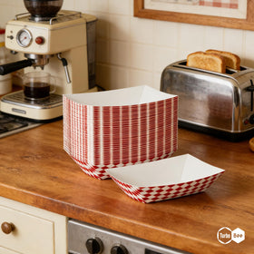 Turbo Bee 2lb tray serving hot dogs and popcorn.