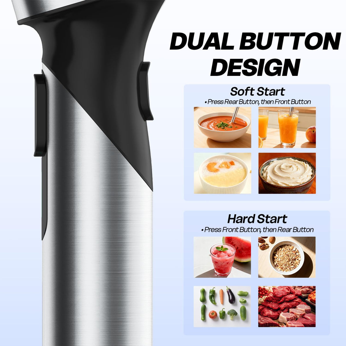 Turelar cordless immersion blender stainless steel blades for silky blends
