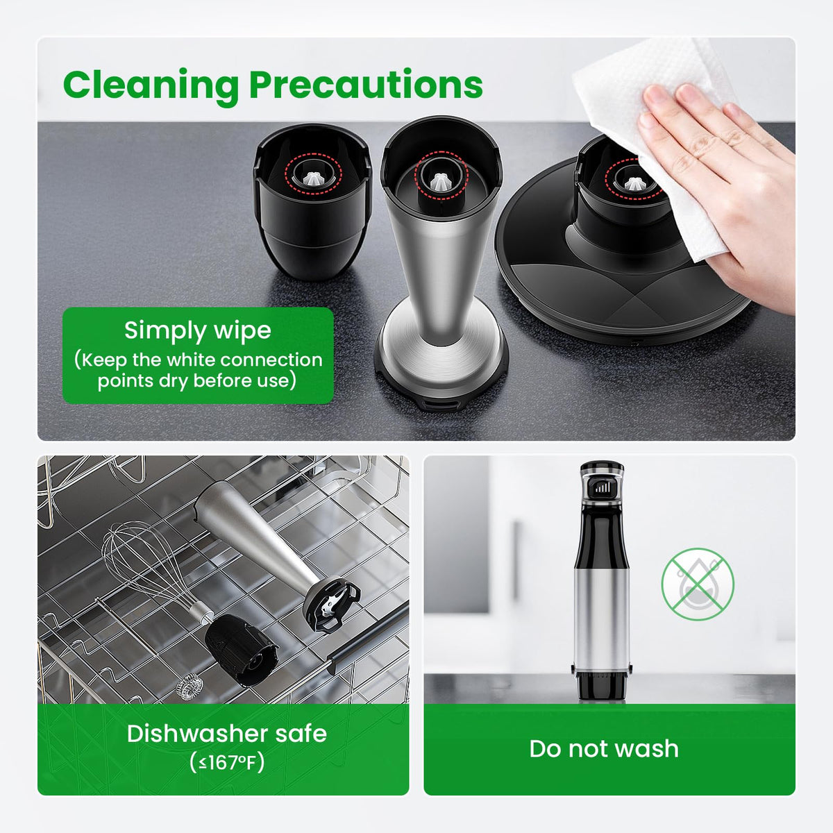 Turelar ergonomic non-slip grip for comfortable long blending sessions.