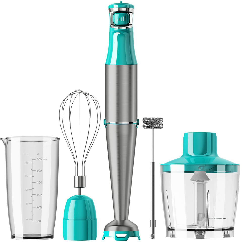 Turelar immersion blender with 1100W motor delivering quick smoothies and soups.