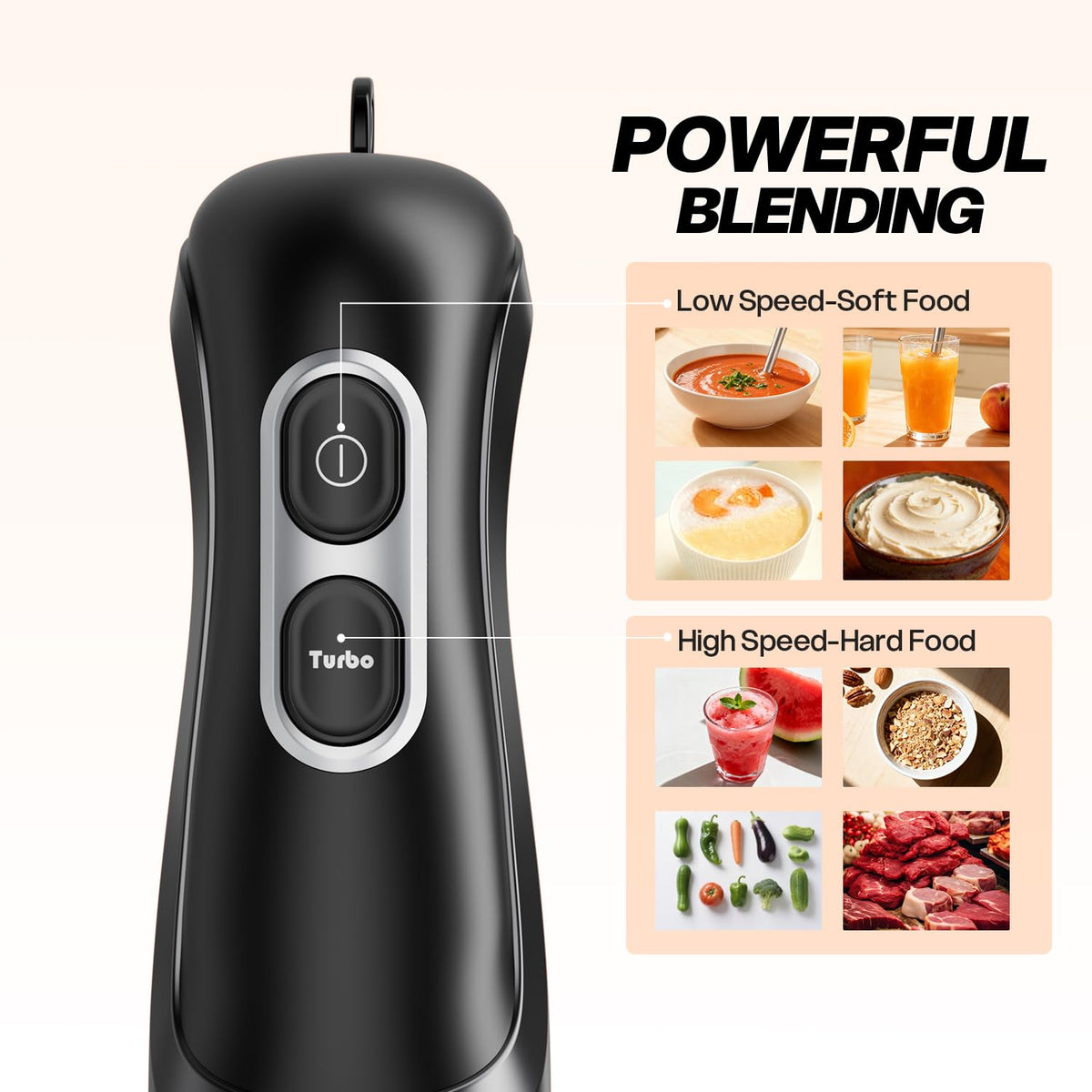 Turelar blender with two speeds for versatile texture control