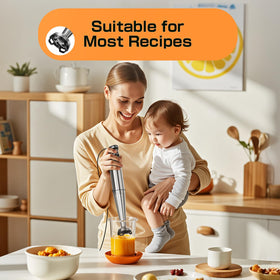 Turelar Immersion Blender BPA-free parts ensure safe operation with hot ingredients.