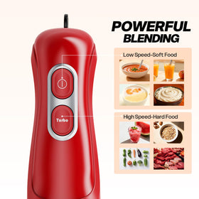 Turelar immersion blender with stainless steel blades for efficient pureeing.