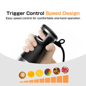 Turelar Immersion Blender with trigger speed control enables precise pulse blending.